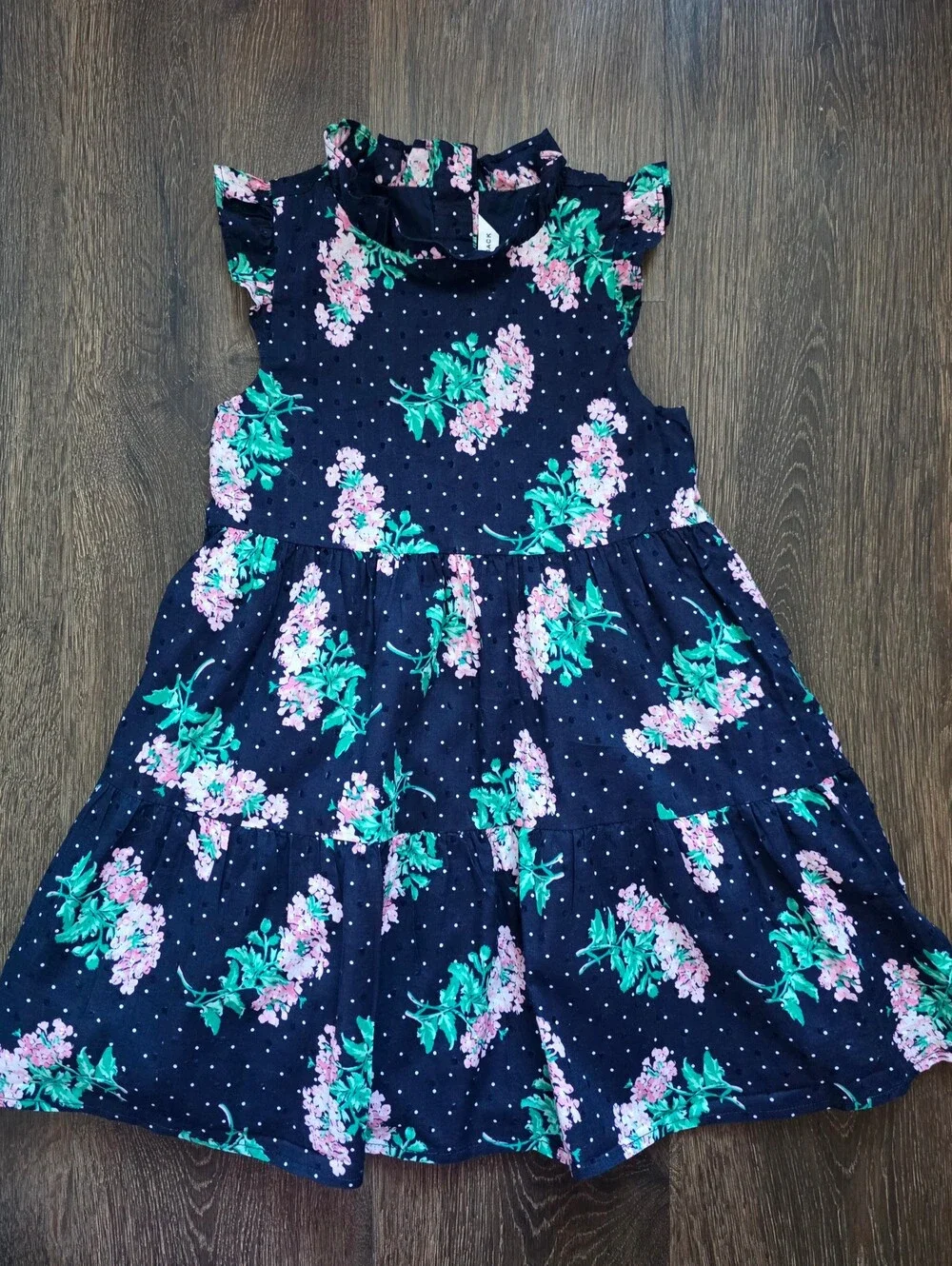 Janie & Jack navy floral tiered dress